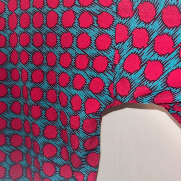 LuLaRoe dark red circles with Teal Maroon & Teal Women’s large tee style dress - Picture 11 of 13